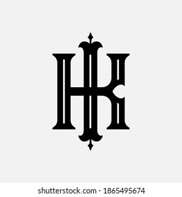 Initial letter I, K, IK or KI overlapping, interlock, monogram logo, black color on white background