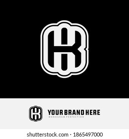 Initial letter I, K, IK or KI overlapping, interlock, monogram logo, black and white color on black background