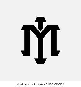 Initial letter I, M, IM or MI overlapping, interlock, monogram logo, black color on white background