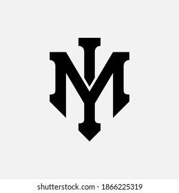 Initial letter I, M, IM or MI overlapping, interlock, monogram logo, black color on white background