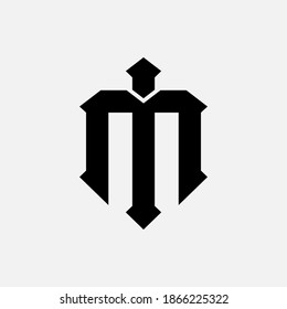 Initial letter I, M, IM or MI overlapping, interlock, monogram logo, black color on white background