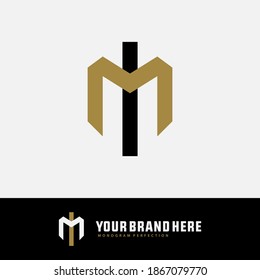 Initial letter I, M, IM or MI overlapping, interlock, monogram logo, black and gold color on white background