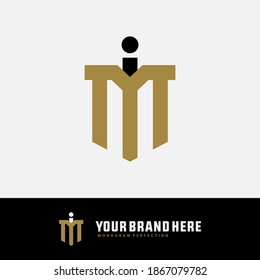 Initial letter I, M, IM or MI overlapping, interlock, monogram logo, black and gold color on white background