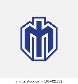 Initial letter I, M, IM or MI overlapping, interlock, monogram logo, blue color on white background