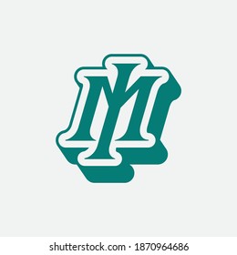 Initial letter I, M, IM or MI overlapping, interlock, monogram logo, green color on white background