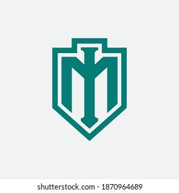 Initial letter I, M, IM or MI overlapping, interlock, monogram logo, green color on white background