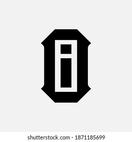 Letra inicial I, O, IO u OI solapadas, entrelazadas, logotipo de monograma, color negro sobre fondo blanco