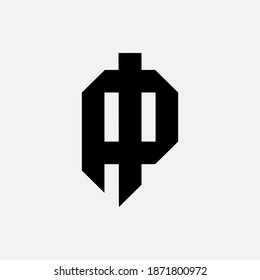 Letra inicial I, P, IP o PI solapadas, entrelazadas, logotipo de monograma, color negro sobre fondo blanco