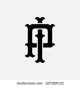 Initial letter I, P, IP or PI overlapping, interlock, monogram logo, black color on white background
