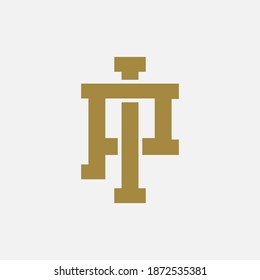 Initial letter I, P, IP or PI overlapping, interlock, monogram logo, gold color on white background