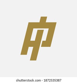 Initial letter I, P, IP or PI overlapping, interlock, monogram logo, gold color on white background