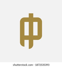 Anfangsbuchstaben I, P, IP oder PI-überlappend, Verriegelung, Monogramm-Logo, goldene Farbe auf weißem Hintergrund