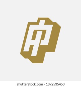 Initial letter I, P, IP or PI overlapping, interlock, monogram logo, gold and white color on white background