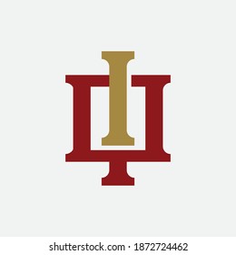 Letra inicial I, Q, IQ o QI solapadas, interbloqueadas, logotipo monograma, color rojo y dorado sobre fondo blanco