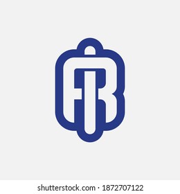 Überlappende Anfangsbuchstaben I, R, IR oder RI, Verriegelung, Monogramm-Logo, Blau-Weiß-Farbe auf weißem Hintergrund