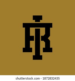 Anfangsbuchstaben I, R, IR oder RI, überlappend, Verriegelung, Monogramm-Logo, schwarze Farbe auf goldenem Hintergrund