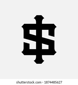 Initial letter I, S, IS or SI overlapping, interlock, monogram logo, black color on white background