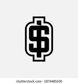 Initial letter I, S, IS or SI overlapping, interlock, monogram logo, black color on white background