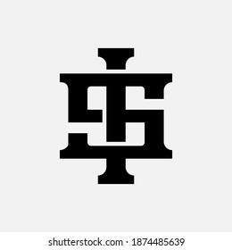 Initial letter I, S, IS or SI overlapping, interlock, monogram logo, black color on white background