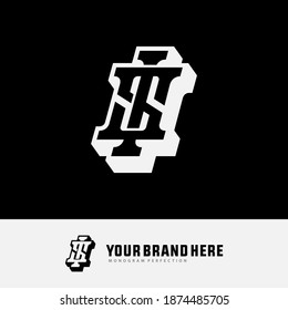 Initial letter I, S, IS or SI overlapping, interlock, monogram logo, black and white color on black background