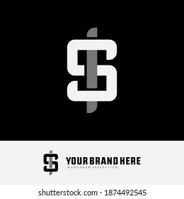 Initial letter I, S, IS or SI overlapping, interlock, monogram logo, white and gray color on black background