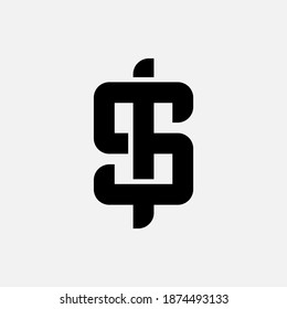 Initial letter I, S, IS or SI overlapping, interlock, monogram logo, black color on white background