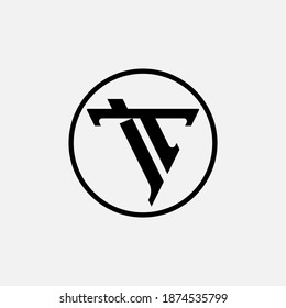 Initial letter I, T, IT or TI overlapping, interlock, monogram logo, black color on white background