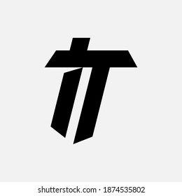 Initial letter I, T, IT or TI overlapping, interlock, monogram logo, black color on white background