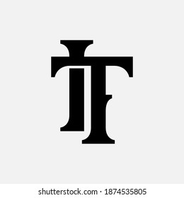 Initial letter I, T, IT or TI overlapping, interlock, monogram logo, black color on white background