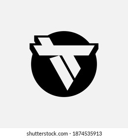 Initial letter I, T, IT or TI overlapping, interlock, monogram logo, black and white color on white background