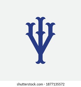 Initial letter I, V, IV or VI overlapping, interlock, monogram logo, blue color on white background