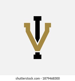 Initial letter I, V, IV or VI overlapping, interlock, monogram logo, black and gold color on white background