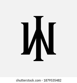 Letra inicial I, W, IW o WI solapadas, entrelazadas, logotipo monograma, color negro sobre fondo blanco