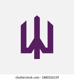 Letra inicial I, W, IW o WI solapadas, entrelazadas, logotipo monograma, color púrpura sobre fondo blanco