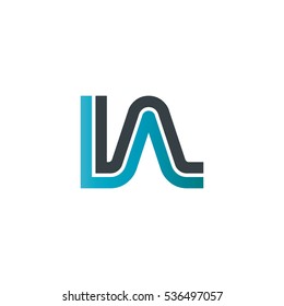 Initial Letter IA LA Linked Design Logo Blue Black