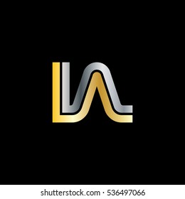 Initial Letter IA LA Linked Design Logo Gold Silver