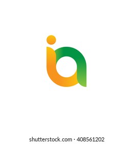 initial letter ia linked round lowercase logo orange green