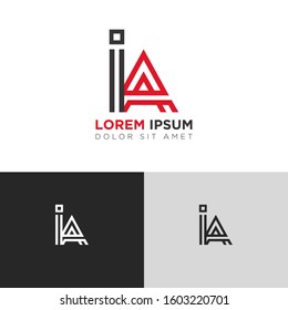 Initial Letter IA linked uppercase overlap modern logo design template. Suitable for business, consulting group company