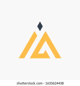 Initial letter IA minimalist art logo with summit concept. creative minimal logo icon design  with letter M I A with triangle element. elegant Logo template vector creative business. - VECTOR