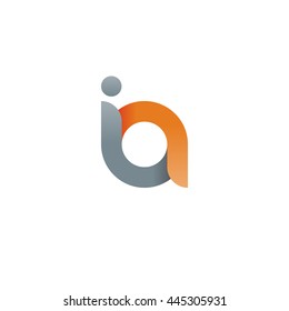 initial letter ia modern linked circle round lowercase logo orange gray