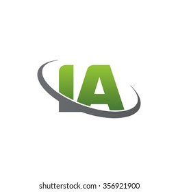 initial letter IA swoosh ring company logo green gray