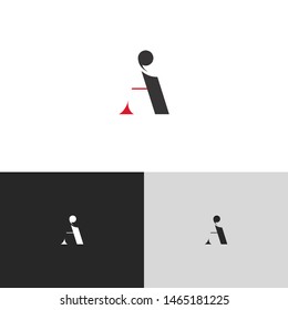 Initial Letter ia i a  uppercase modern logo design template elements. red letter Isolated on black white grey background. Suitable for business, consulting group company.