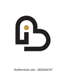 Initial letter ib or bi logo vector design template