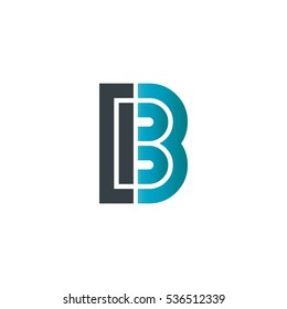Initial Letter IB Linked Design Logo Black Blue