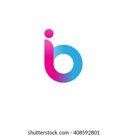 initial letter ib linked round lowercase logo pink blue