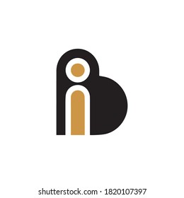 Letras iniciales ib logo o bi logo vectores plantillas de diseño