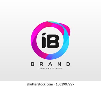 Initial letter IB logo with colorful circle background, letter combination logo design for creative industry, web, business and company. - Vector