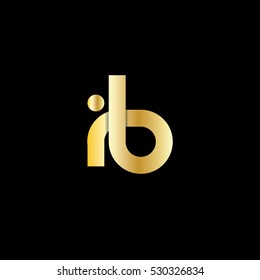 Initial Letter IB Logo Gold