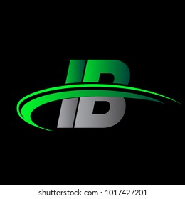 initial letter IB logotype company name colored green and black swoosh design. vector logo for business and company identity.