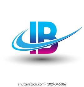 initial letter IB logotype company name colored blue and magenta swoosh design. vector logo for business and company identity.